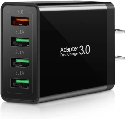 Cargador Super Rápido de Pared 4 Puertos USB 3.0 Enchufe Teléfono Celular Móvil - Image 1 of 4