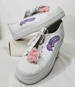 90s 00s No Boundaries Retro Vintage Girl's Platform DANCE Pom-Pom Chunky Shoes - Picture 1 of 12