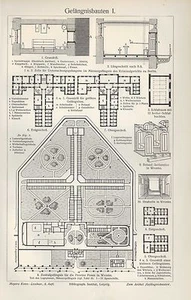 Lithografie 1905: Gefängnis-Bauten I/II. Zentralgefängnis für die Provinz Posen  - Bild 1 von 2