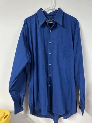 Gitman Bros. Vintage Blue Oxford Button Down Dress Shirt Window Pane Size XL Men - Image 1 of 4