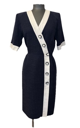 Christian Dior bellissimo abito vintage blu e bianco taglia Us 8 Fr 40