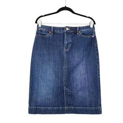 Falda vaquera Talbots para mujer talla 8 pequeña denim lavado oscuro recta hasta la rodilla Foto 1 de 4
