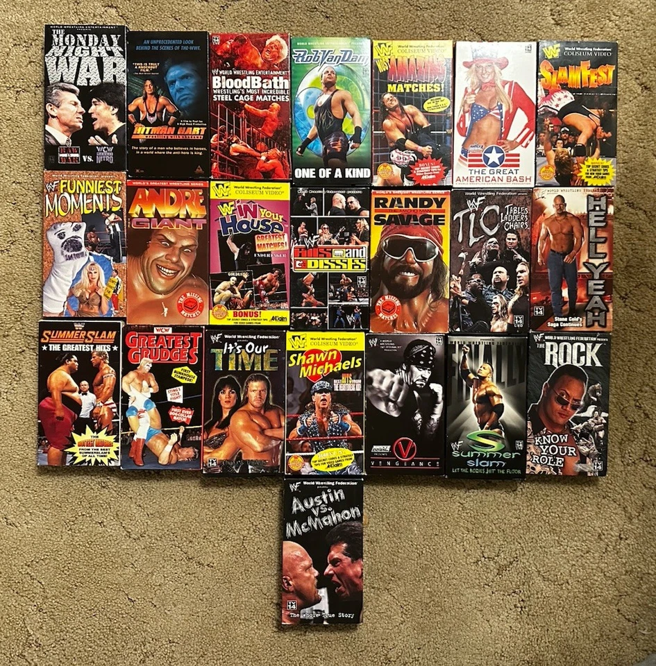 VINTAGE WWE/WWF WRESTLING VHS (LOT OF 22) THE ROCK, ANDRE THE GIANT, STONE COLD - Image 1 of 3