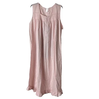 New Adonna Sleepwear Womens XXL Nightgown Light Pink Dots Cotton Cottagecore - Image 1 of 4