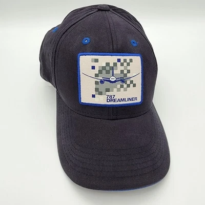 Boeing 787 Dreamliner Baseball Cap Adjustable Blue Hook Loop Patch Logo Airplane - Image 1 of 4