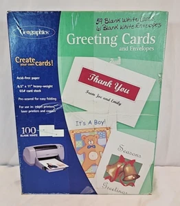 Geographics 8.5x11 65# Card Stock 59 Blank White Cards 61 Blank White Envelopes - Picture 1 of 13