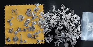 100 PCS Silver Charms for Jewelry Making Mixed Lot Pendants Bracelet Necklace - Picture 1 of 8