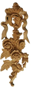 Regency Interior Wood Wall Decor, Hand Carved Flower & Shell Swag in Pine, PG963 - Picture 1 of 3