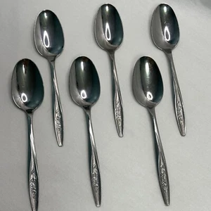 Cucchiai zuppa 6 posti rosa radiante testurizzato superiore acciaio inox USA posate - Foto 1 di 11