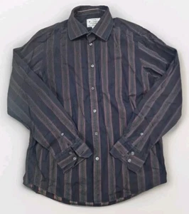 Ben Sherman Collared Shirt Size L Black Pinstripe Shirt Vintage Preloved - Picture 1 of 8