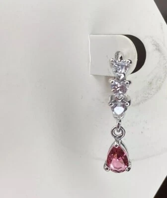 Bomb Party Earrings- 03- 3891- Lab Created Ruby- Rhodium Plated - Image 1 of 3