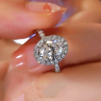 925 Sterling Silver Crystal Oval Stone Adjustable Ring Womens Jewellery Gifts UK - Image 1 of 4