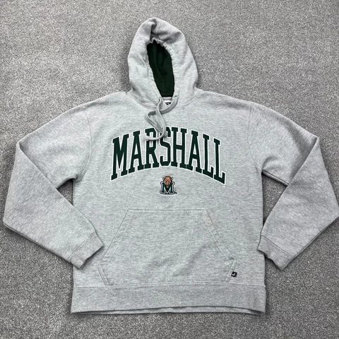 Vintage Marshall University Thundering Herd Hoodie Men Medium Gray Sweatshirt * Cover