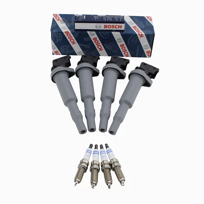 Bosch Kit de 4 bobinas de encendido y 4 bujías dobles platino para BMW 328i 2.0 L4 Foto 1 de 3