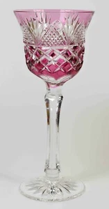 Beautiful Cut To Clear Cranberry Pink Hock Glass ~ Stunning in Every Way - Foto 1 di 5