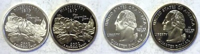 2002-S Mississippi Statehood Quarter Silver & Clad Proofs 2 Coin Set - Image 1 of 3