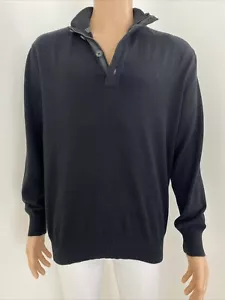 Colorado Men’s Slim Fit XL Pure Cotton Jumper Zip / Button Neck Navy Blue - Picture 1 of 11