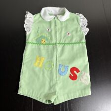 Vintage 70s/80s Toddler Girl 4T (Runs Small) One-Piece Short Romper 'House'