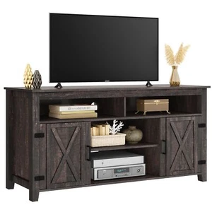 Farmhouse Barn Door TV Stand Entertainment Center Console For 65/60/55 inch TV - Picture 1 of 18