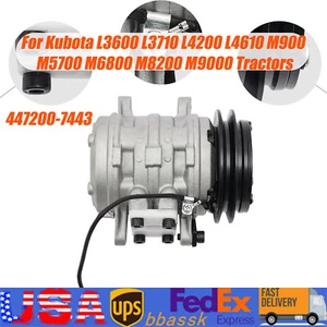 A/C Compressor with Clutch For Kubota L3600 L4610 M900 Tractors OE:447200-7443 - Bild 1 von 9