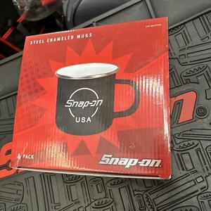 *New* Snap On Tools 4 PIECE STEEL ENAMEL MUG Cups SET - SSX22P2UK Rare Collectib - Picture 1 of 3