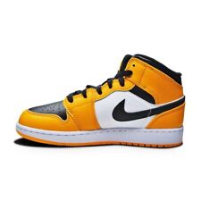 554724-701 Juniors Nike Air Jordan 1 Mid Taxi Yellow Black White Sneakers Sport
