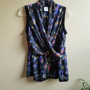 CAbi Flaunt Wrap Sleeveless Blouse Sz Small Style #3077 Draped Retail $100 - Picture 1 of 5