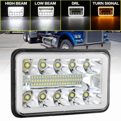 4x6" For Kenworth Peterbilt 357 379 378 LED Headlights Hi/Lo Seal Beam H4651 - Image 1 of 4