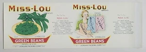 Label Can Miss Lou Dorgan McPhillips Map Biloxi Mississippi Green Beans 1lb 12oz - Picture 1 of 2