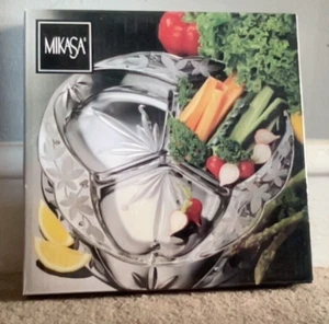 Mikasa Clear Crystal 3 Part Divided Server. Garden Terrace. 12" Long. USA. MIMB. - Picture 1 of 4