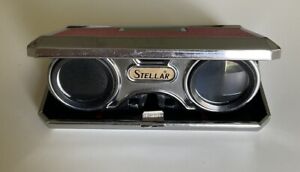 Vintage STELLAR Folding Sport Glass Pocket Binoculars With Box 2.5x Magnifying