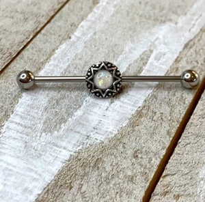 14 Gauge Tribal Opal Industrial Barbell New Earring Cartilage 1.5” - Picture 1 of 1
