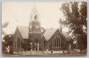 1920 RPPC  Kinsley, Kansas KS - Methodist Episcopal Church - M.E. Photo Postcard - Picture 1 of 4
