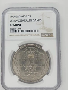 1966 Jamaica 5 Shillings Commonwealth Games - NGC Genuine - Picture 1 of 2