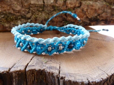 Armband Makramee Handarbeit geknüpft, Freundschaftsarmband, längenverstellbar, - Bild 1 von 3