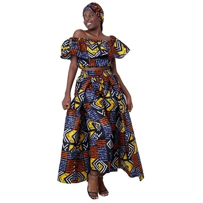 非洲女式露肩裁剪上衣长裤裙 -- FI-3012 — 第 1/4 张图片