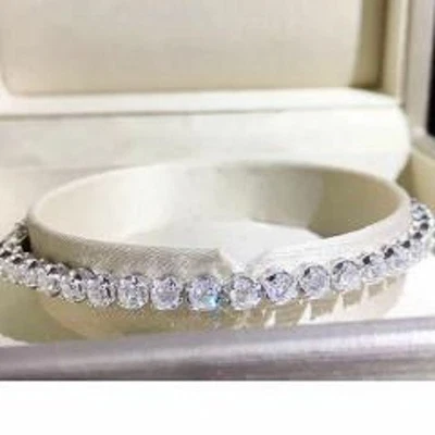 5.78ctw Lab-Created Round Excellent Cut Diamond Bracelet in Solid 14k White Gold - Image 1 of 4