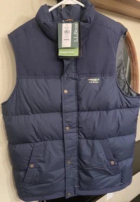L.L. Bean Mountain классический вниз пуховик жилет мужчин размер L высокий синий водоотталкивающий - Изображение 1 из 4