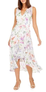 NWT Calvin Klein Asymetrical Chiffon Sheer Long Lined Dress Size 10 MSRP $129 - Picture 1 of 11