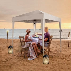 6.5' x 6.5' EZ Pop Up Gazebo Canopy Tent Camping Tent ,Carry Bag White - Picture 1 of 8