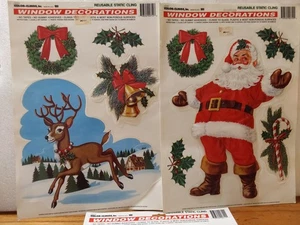 Medias de reno de Papá Noel vintage 3 páginas decoración ventana color Navidad - Imagen 1 de 4