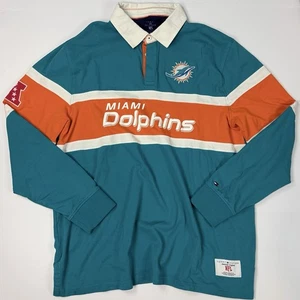 Tommy Hilfiger Hombres Miami Dolphins NFL Rugby Polo Manga Larga Camisa Talla XXL NUEVO SIN ETIQUETAS - Imagen 1 de 8