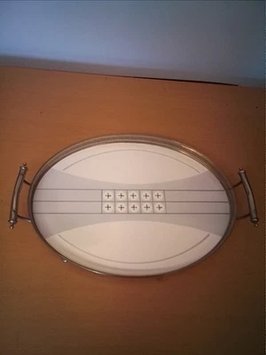 Art Deco Christian Neureuther For WMF Ceramic & Metal Waiter  Tray, Butler Tray - Image 1 of 4
