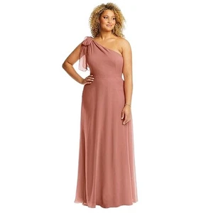After Six Desert Rose drapiertes One-Shoulder-Maxikleid Kleid Schal Schleife 12/Med neu mit Etikett - Bild 1 von 14