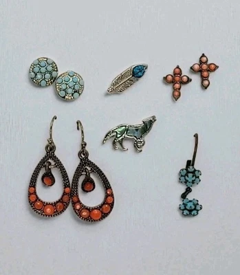 Lot Of Vintage & Modern Southwestern Earrings Pierced Ears Custom Stack Mixed - Image 1 of 4
