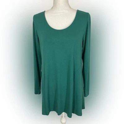 Blusa informal tejida de viaje Jill Wearever M túnica verde top swing calce suelto L/SX Foto 1 de 4