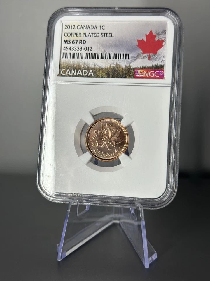 2012 Canada 1 Cent 1c 1 Penny NGC MS 67 RD - Copper Plated Steel - Image 1 of 2