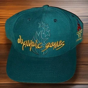 Vintage 1996 Atlanta Olympics The Game Golden Embroidery Green Snapback Hat NWOT - Picture 1 of 3