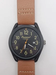 Precision by Gruen Analog Quarz Herrenuhr braunes Band neue Batterie funktioniert - Bild 1 von 14