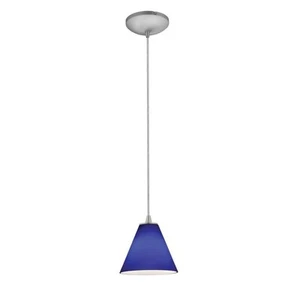 Martini 1-Light Brushed Steel Shaded Pendant Light with Glass Shade - Picture 1 of 1